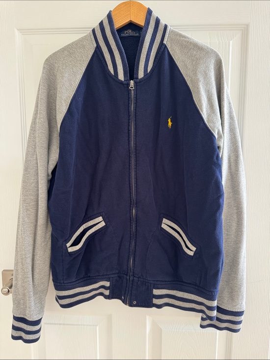 Polo Ralph Lauren Other - Polo by Ralph Lauren Navy & Grey Raglan Zip Bomber Zip Front Sweatshirt